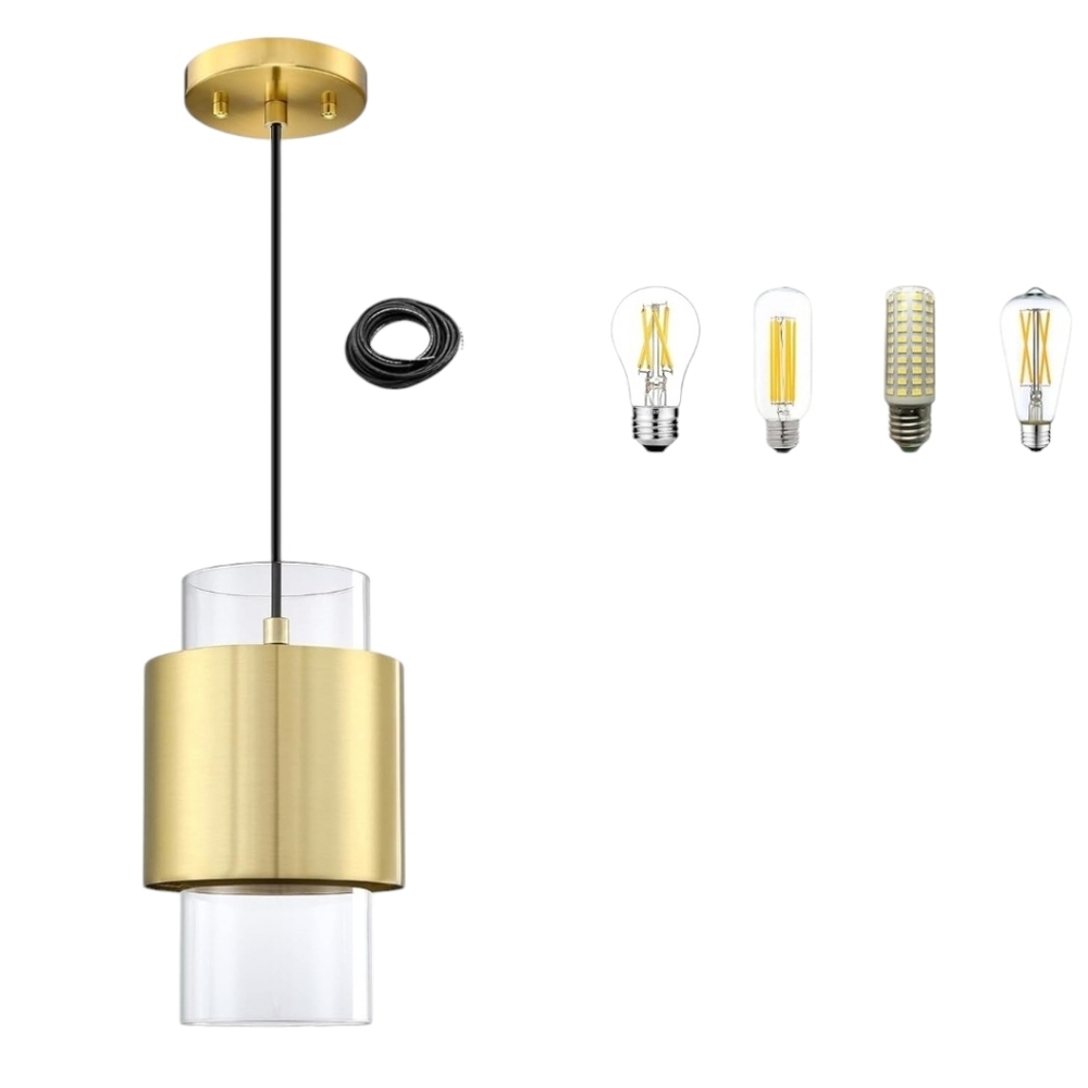 Rustic Pendant Indoor Hanging Pendant Light~ 6" Brushed Bronze Clear Glass Shade